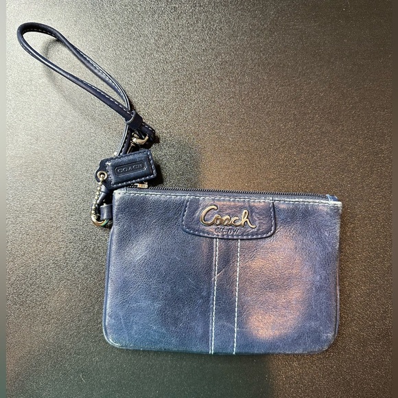 Coach blue leather wristlet. Great condition. - Picture 2 of 4